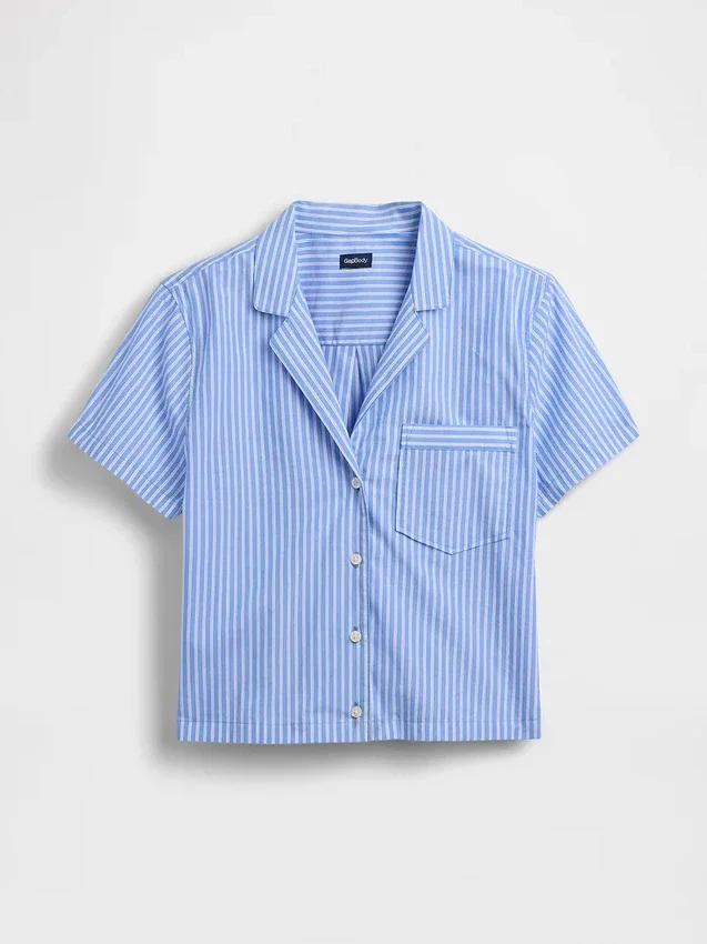 Crop-pyjamashemd van popeline