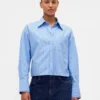 Crop-shirt van biologisch katoen met rechte zoom