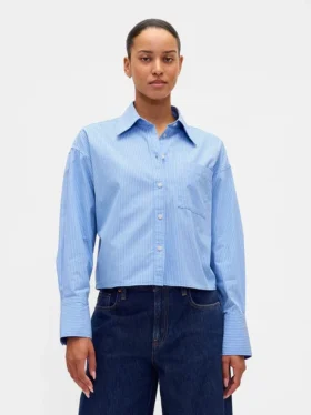 Crop-shirt van biologisch katoen met rechte zoom