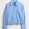 Crop-shirt van biologisch katoen met rechte zoom