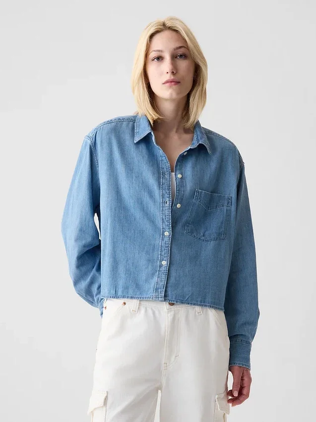 Crop-shirt van denim