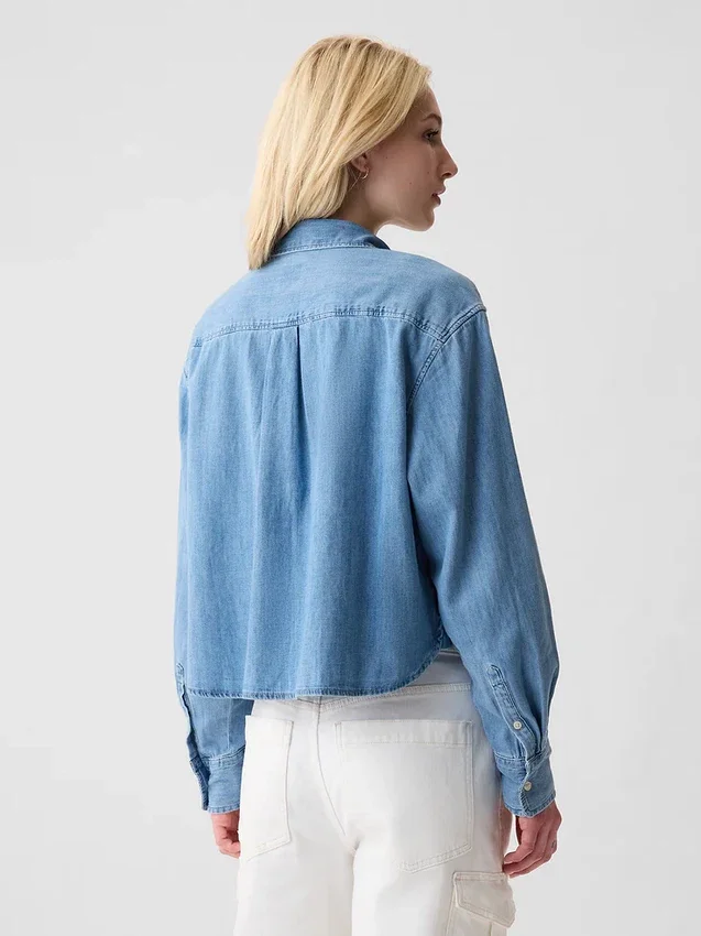 Crop-shirt van denim