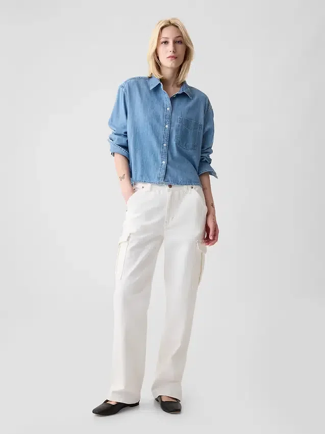 Crop-shirt van denim