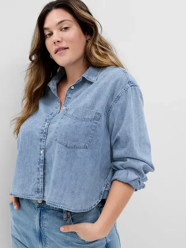 Crop-shirt van denim