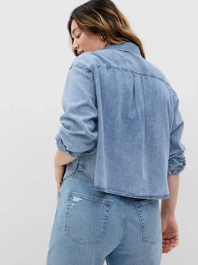 Crop-shirt van denim