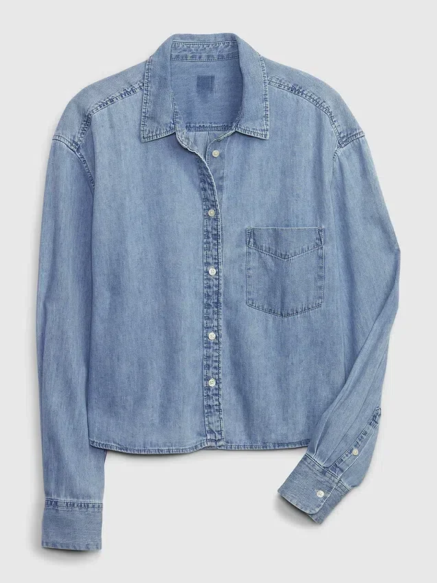 Crop-shirt van denim
