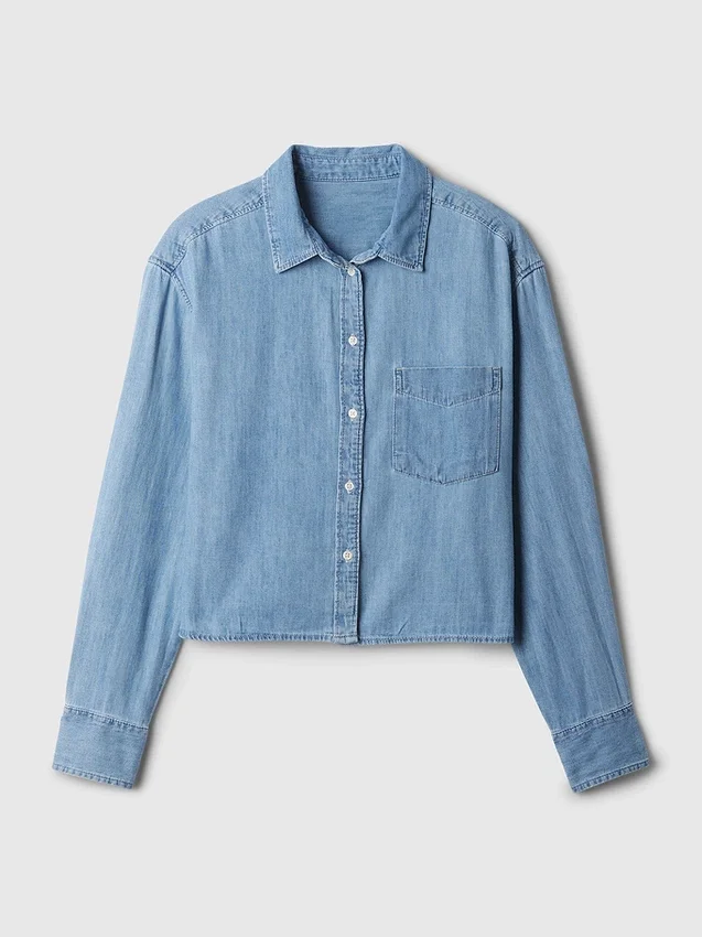 Crop-shirt van denim