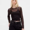Crop-T-shirt van mesh
