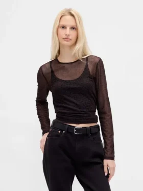 Crop-T-shirt van mesh