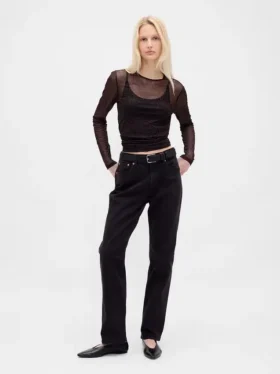 Crop-T-shirt van mesh