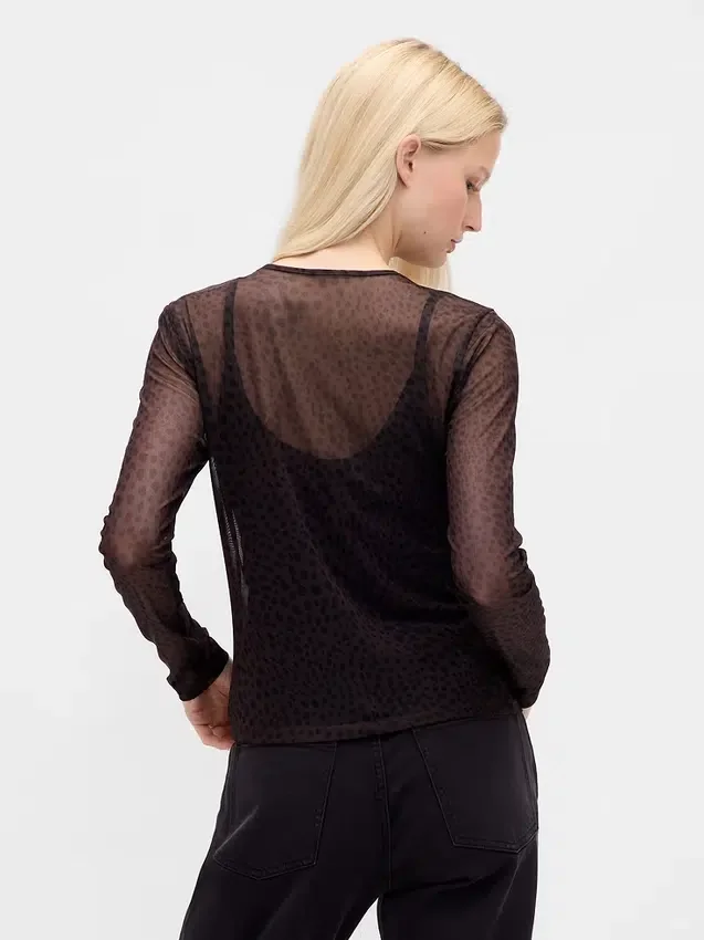 Crop-T-shirt van mesh
