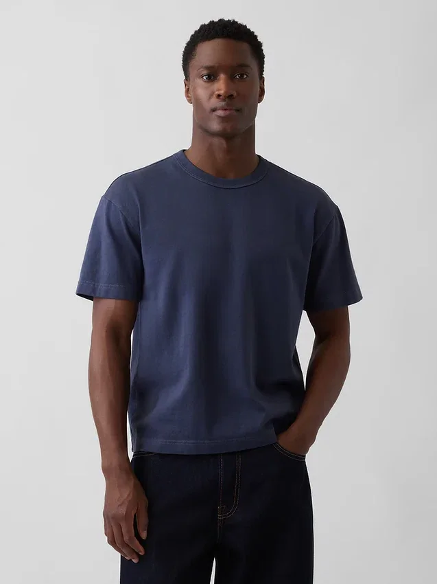 Crop-T-shirt voor volwassenen van zwaar katoen