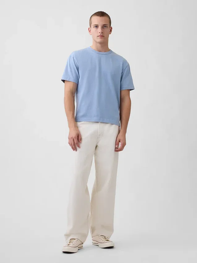 Crop-T-shirt voor volwassenen van zwaar katoen
