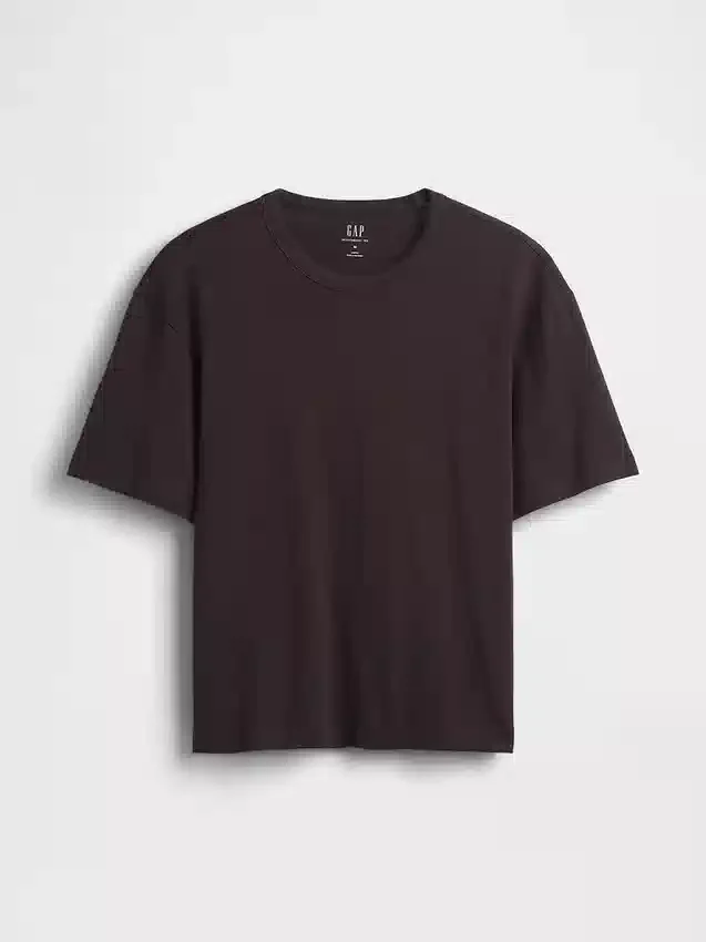 Crop-T-shirt voor volwassenen van zwaar katoen
