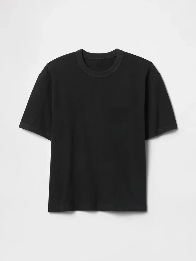 Crop-T-shirt voor volwassenen van zwaar katoen