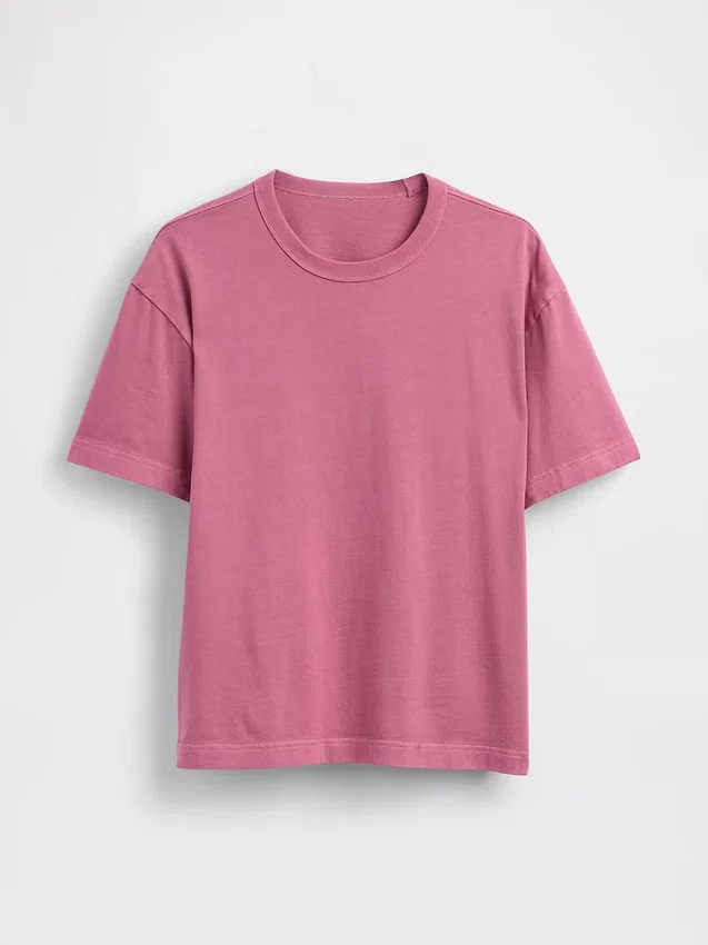 Crop-T-shirt voor volwassenen van zwaar katoen