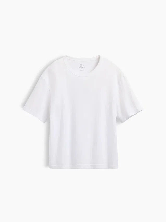 Crop-T-shirt voor volwassenen van zwaar katoen