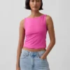 Crop-tanktop van dichtgebreide jersey met boothals