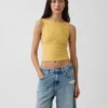 Crop-tanktop van dichtgebreide jersey met boothals