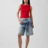Crop-tanktop van dichtgebreide jersey met boothals