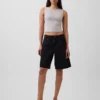 Crop-tanktop van dichtgebreide jersey met boothals