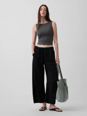 Crop-tanktop van dichtgebreide jersey met boothals