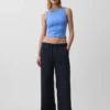 Crop-tanktop van dichtgebreide jersey met boothals
