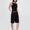 Crop-tanktop van dichtgebreide jersey met boothals