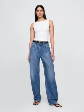 Crop-tanktop van dichtgebreide jersey met boothals