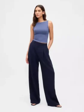Crop-tanktop van dichtgebreide jersey met boothals