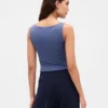 Crop-tanktop van dichtgebreide jersey met boothals