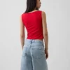Crop-tanktop van dichtgebreide jersey met boothals