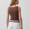 Crop-tanktop van dichtgebreide jersey met boothals