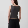 Crop-tanktop van dichtgebreide jersey met boothals