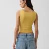 Crop-tanktop van dichtgebreide jersey met boothals
