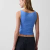 Crop-tanktop van dichtgebreide jersey met boothals