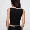 Crop-tanktop van dichtgebreide jersey met boothals