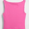 Crop-tanktop van dichtgebreide jersey met boothals