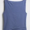 Crop-tanktop van dichtgebreide jersey met boothals