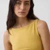Crop-tanktop van dichtgebreide jersey met boothals
