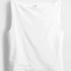 Crop-tanktop van dichtgebreide jersey met boothals
