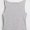 Crop-tanktop van dichtgebreide jersey met boothals