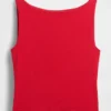 Crop-tanktop van dichtgebreide jersey met boothals