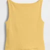 Crop-tanktop van dichtgebreide jersey met boothals