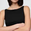 Crop-tanktop van dichtgebreide jersey met boothals