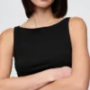 Crop-tanktop van dichtgebreide jersey met boothals