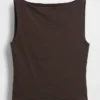 Crop-tanktop van dichtgebreide jersey met boothals