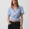 Crop-top met peplum en knoopsluiting aan de voorkant