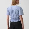 Crop-top met peplum en knoopsluiting aan de voorkant