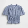 Crop-top met peplum en knoopsluiting aan de voorkant